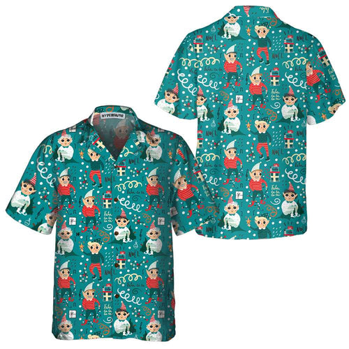 Drune | Verspielt Weihnachts-Elfen Hawaiian Shirt, Lustiges Elf Weihnachts-Shirt, Beste Weihnachtsgeschenk-Idee