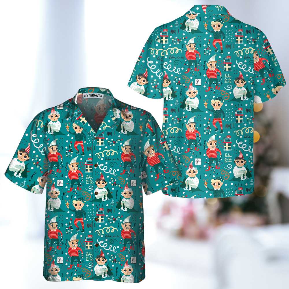 Drune | Verspielt Weihnachts-Elfen Hawaiian Shirt, Lustiges Elf Weihnachts-Shirt, Beste Weihnachtsgeschenk-Idee