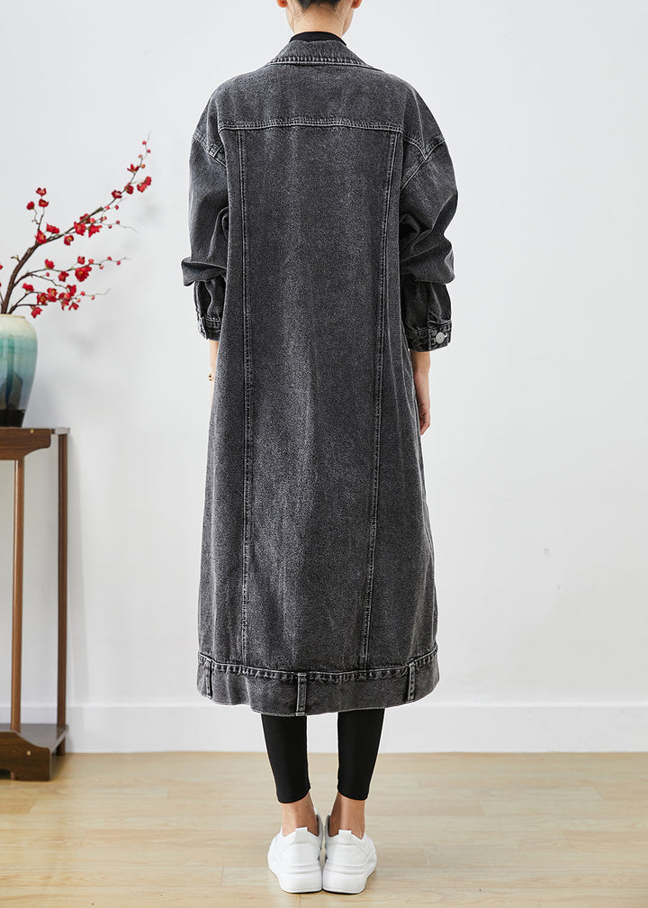 Drune | Größe Schwarze Übergröße Taschen Denim Trenchcoats