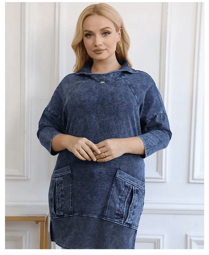 Drune | Plus Size Strick Denimjacke Für Kurvenreiche Figuren