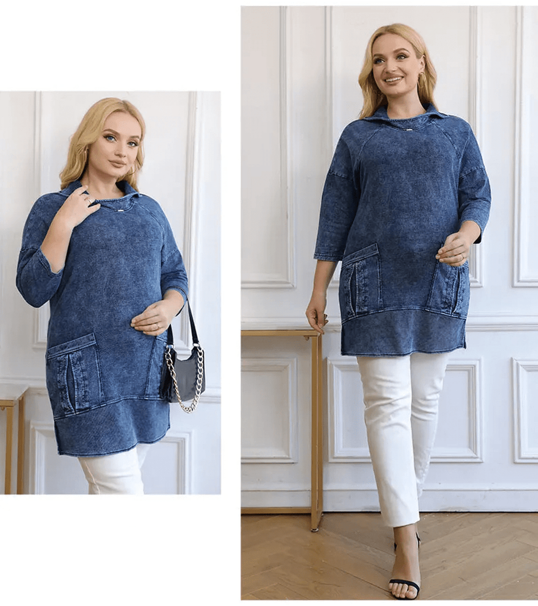 Drune | Plus Size Strick Denimjacke Für Kurvenreiche Figuren