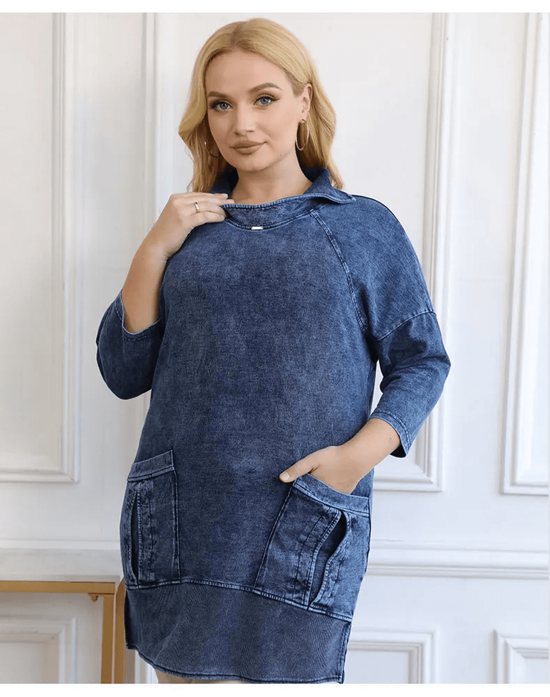 Drune | Plus Size Strick Denimjacke Für Kurvenreiche Figuren
