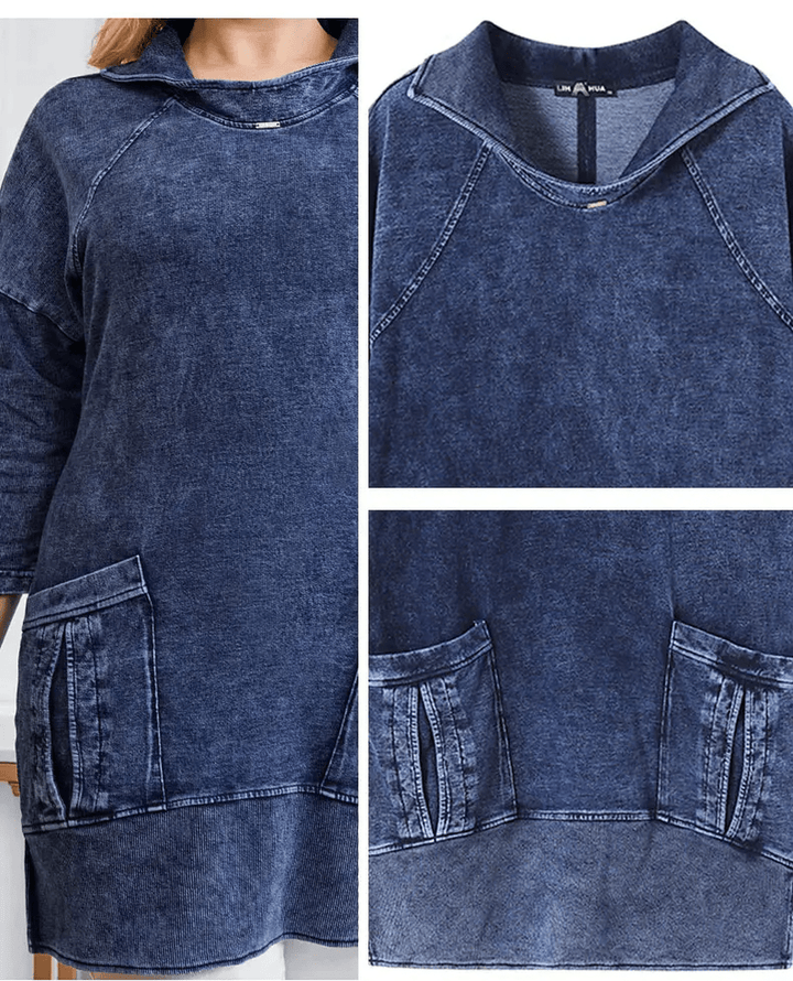 Drune | Plus Size Strick Denimjacke Für Kurvenreiche Figuren