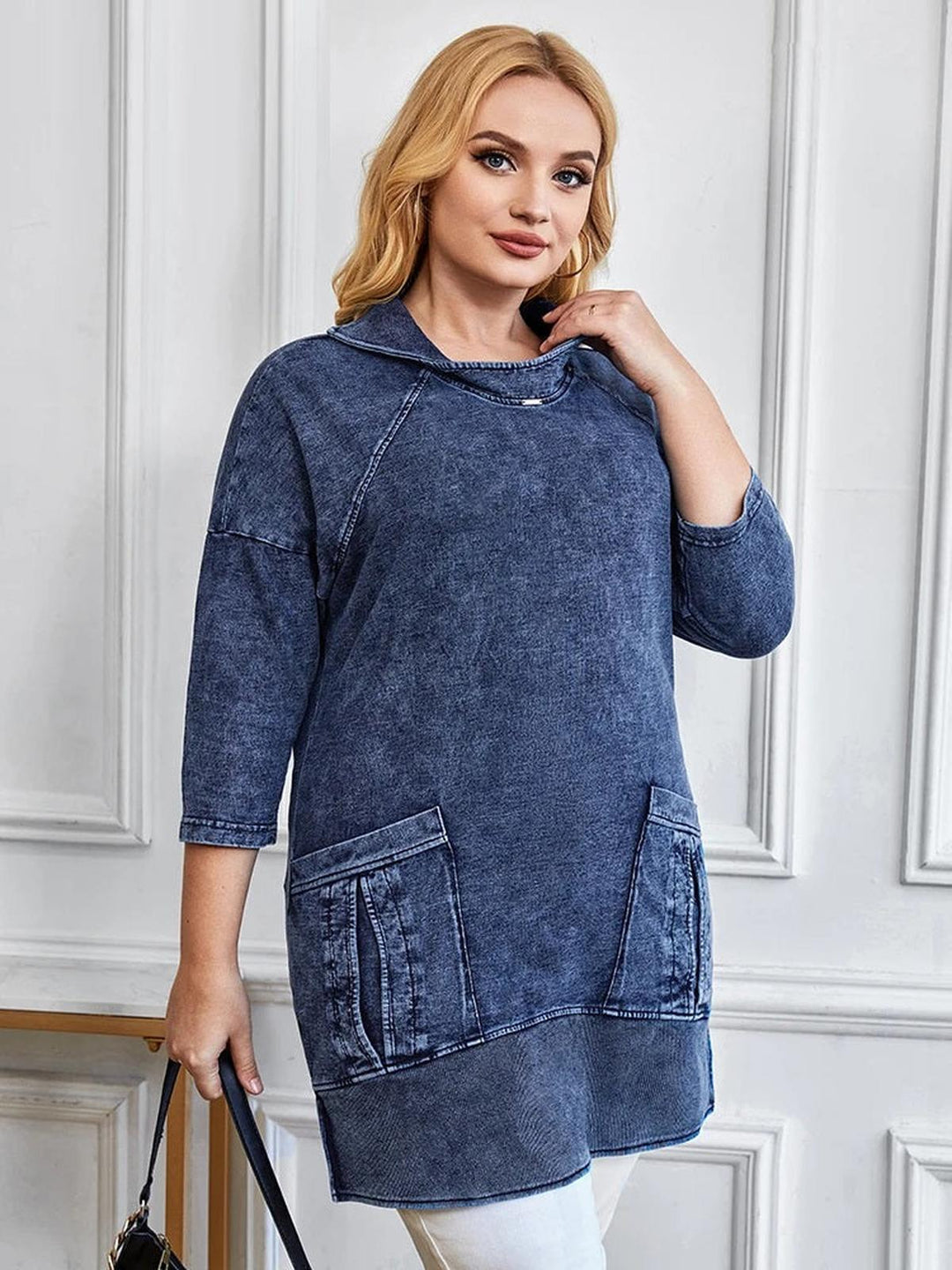 Drune | Plus Size Strick Denimjacke Für Kurvenreiche Figuren