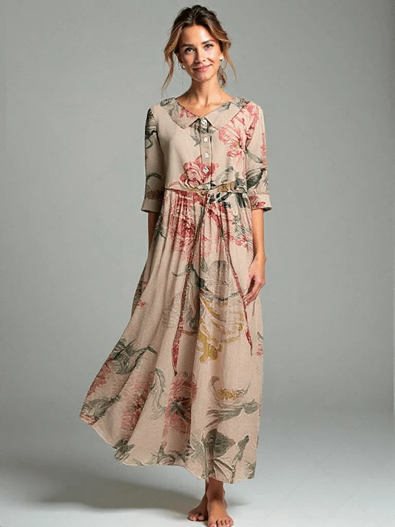 Drune | Vintage Spitzenkleid mit Botanischem Blumenmuster