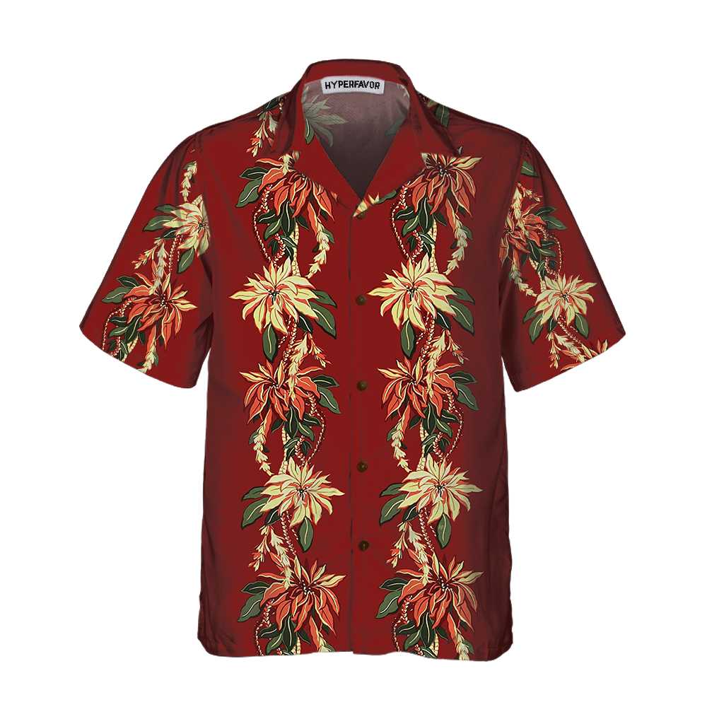 Drune | Weihnachts-Poinsettia-Hawaiianshirt, Vintage-Weihnachtshemd, Beste Weihnachtsgeschenkideen