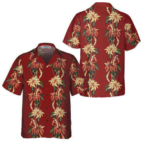 Drune | Weihnachts-Poinsettia-Hawaiianshirt, Vintage-Weihnachtshemd, Beste Weihnachtsgeschenkideen