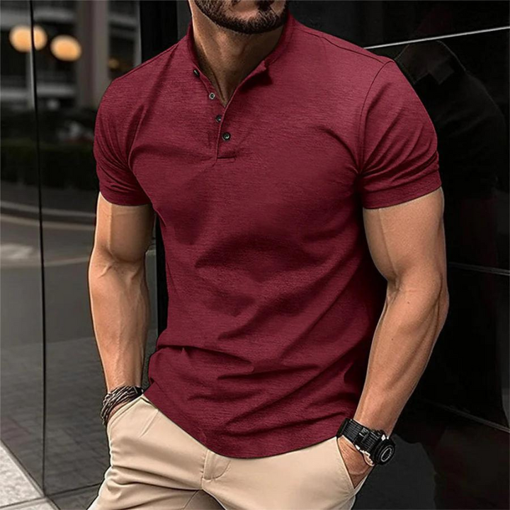 Drune | Poloshirt, Kurze Ärmel, Knöpfe, T-Shirt, Herrenbekleidung