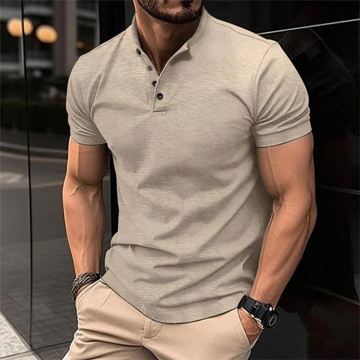 Drune | Poloshirt, Kurze Ärmel, Knöpfe, T-Shirt, Herrenbekleidung