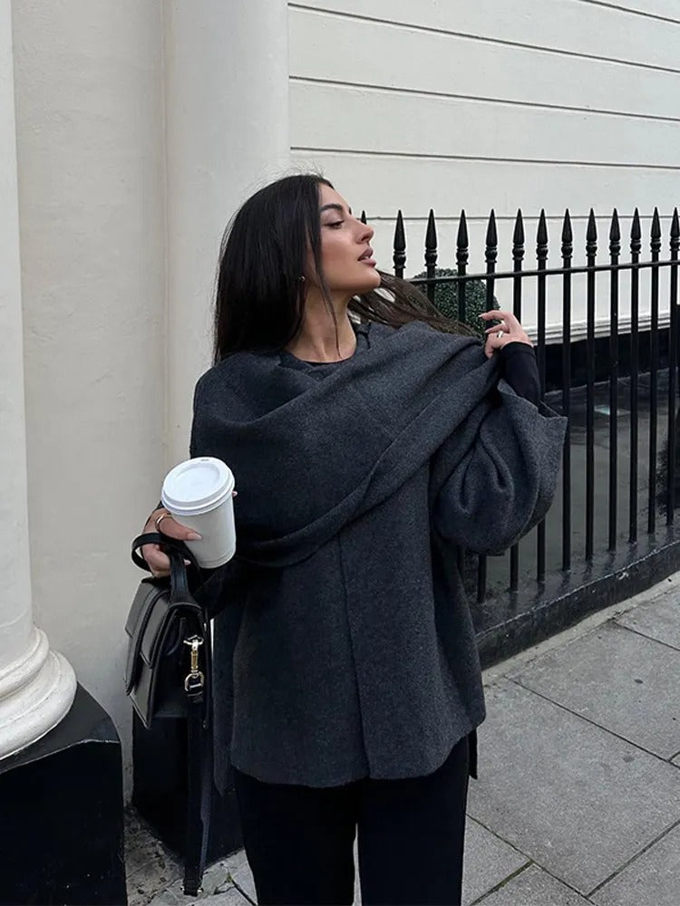 Drune | Wolle Herbst Poncho Cape Damenüberjacke