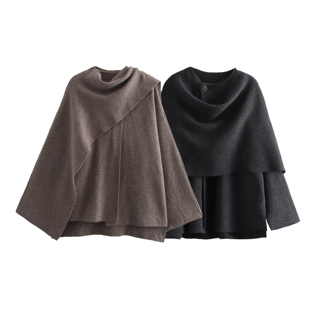 Drune | Wolle Herbst Poncho Cape Damenüberjacke