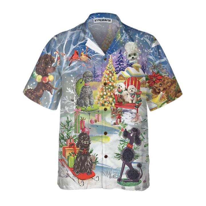 Drune | Pudel Durch Den Schnee Hawaiihemd, Lustiges Weihnachtshemd Für Männer & Frauen, Bestes Weihnachtsgeschenk