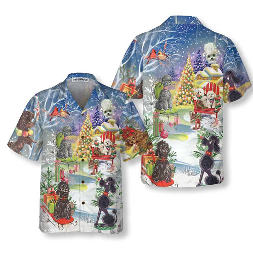 Drune | Pudel Durch Den Schnee Hawaiihemd, Lustiges Weihnachtshemd Für Männer & Frauen, Bestes Weihnachtsgeschenk