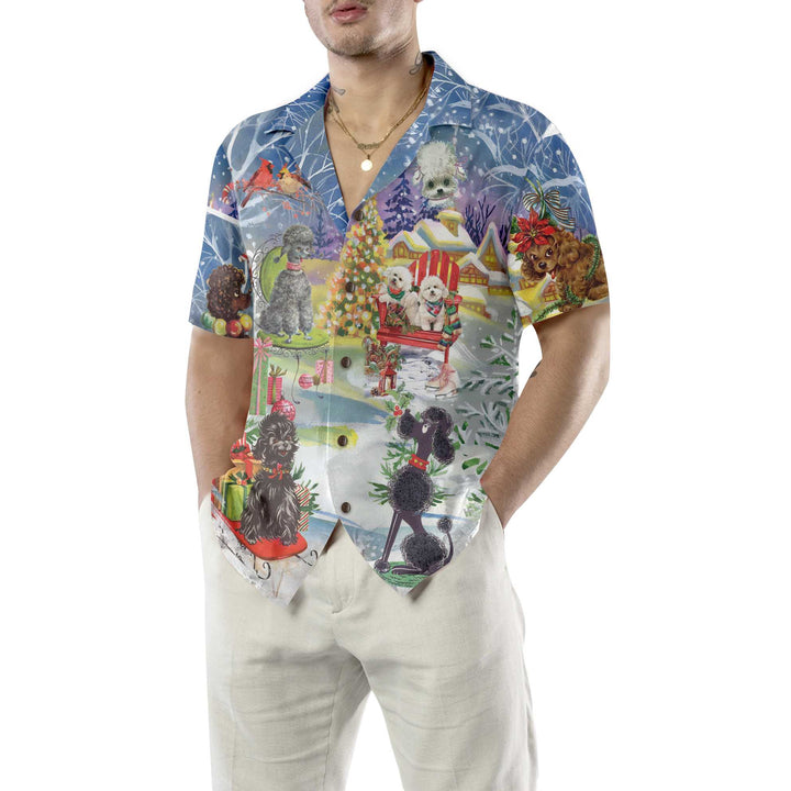Drune | Pudel Durch Den Schnee Hawaiihemd, Lustiges Weihnachtshemd Für Männer & Frauen, Bestes Weihnachtsgeschenk