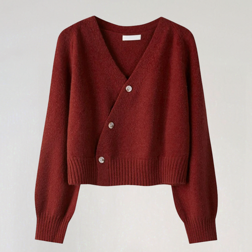 Drune | Damen Wolljacke mit V-Ausschnitt und Knopfverschluss