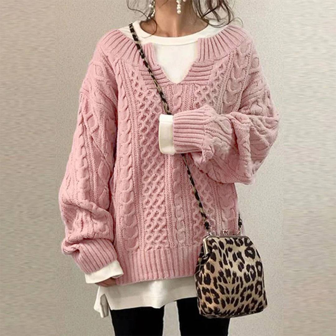 Drune | Strickpullover mit Kabelstrick Baumwolle Überdimensioniert und Trendy