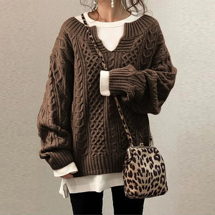 Drune | Strickpullover mit Kabelstrick Baumwolle Überdimensioniert und Trendy
