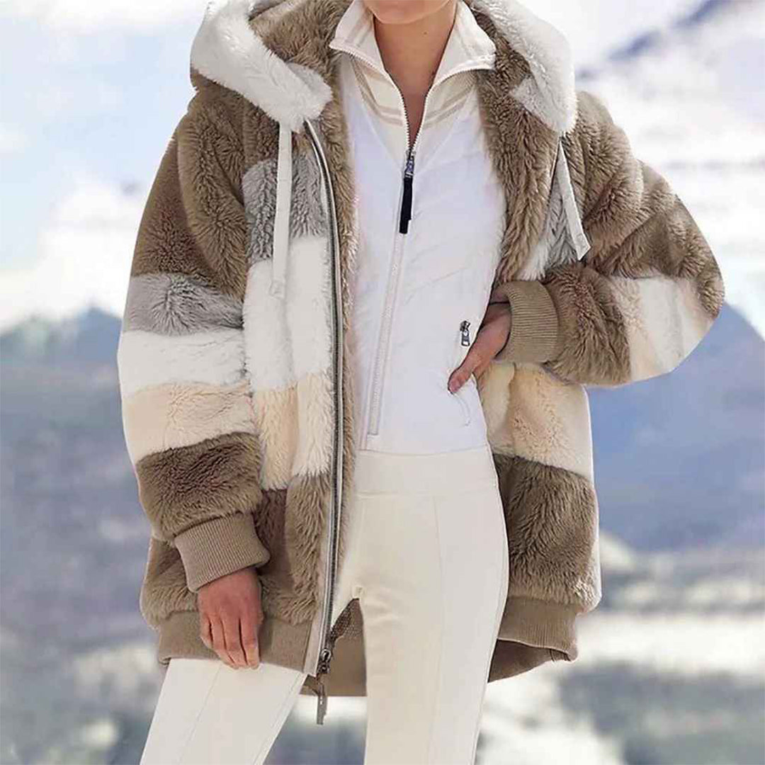Drune | Warme Oversized Damenjacke mit Kapuze Lange Ärmel Jacke für Kalte Tage