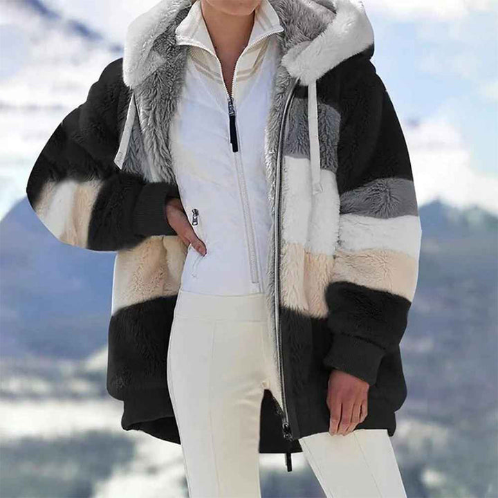 Drune | Warme Oversized Damenjacke mit Kapuze Lange Ärmel Jacke für Kalte Tage