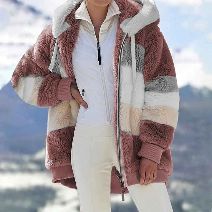 Drune | Warme Oversized Damenjacke mit Kapuze Lange Ärmel Jacke für Kalte Tage