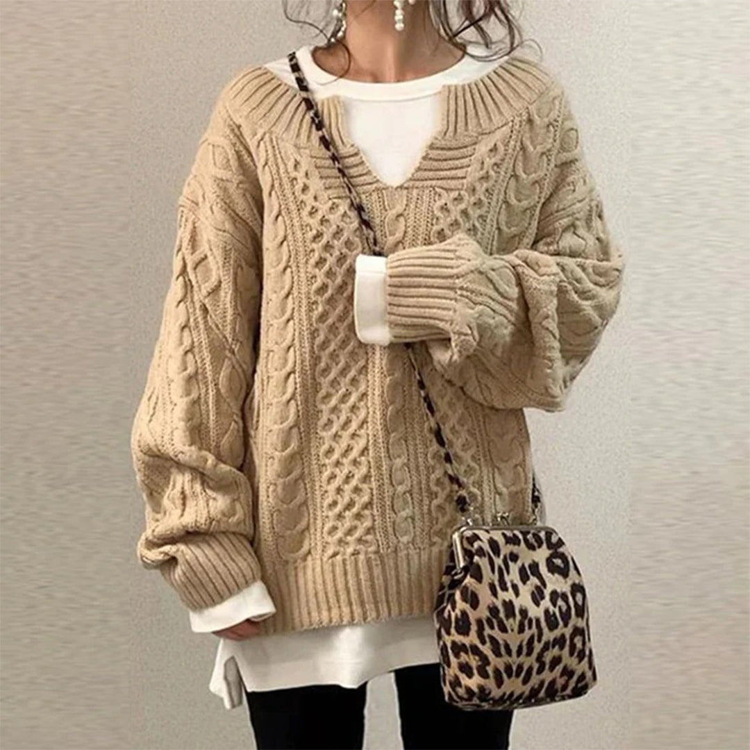Drune | Strickpullover mit Kabelstrick Baumwolle Überdimensioniert und Trendy