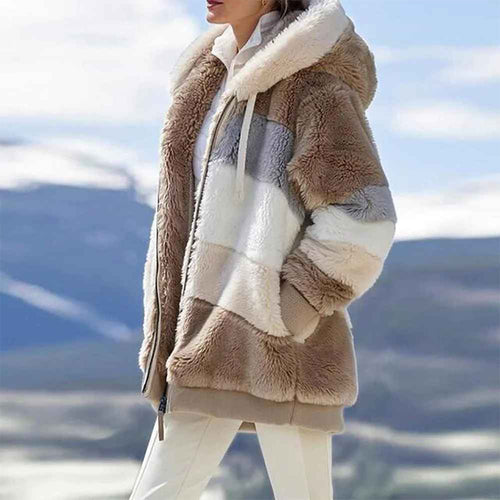 Drune | Warme Oversized Damenjacke mit Kapuze Lange Ärmel Jacke für Kalte Tage