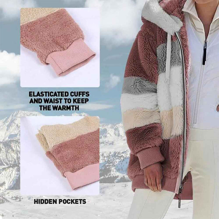 Drune | Warme Oversized Damenjacke mit Kapuze Lange Ärmel Jacke für Kalte Tage