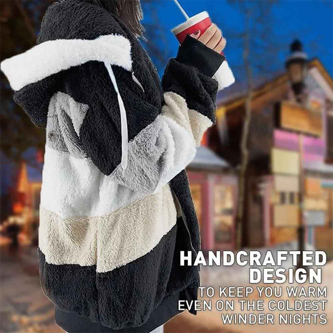 Drune | Warme Oversized Damenjacke mit Kapuze Lange Ärmel Jacke für Kalte Tage