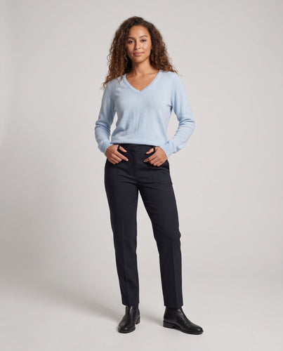 Damen Cashmere‑Optik V‑Neck Lounge‑Pullover mit tiefer Schulterlinie Drune