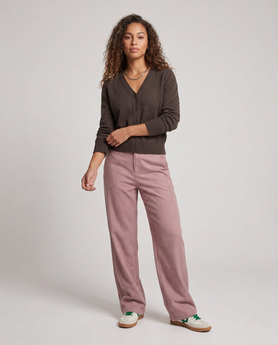 Damen Feiner V-Ausschnitt Knopfstrickcardigan mit gerippten Bündchen Drune