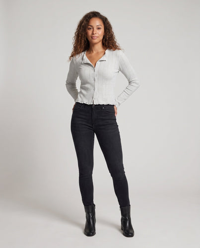 Damen Feinstrick-Cardigan mit V-Ausschnitt, Cropped‑Silhouette und Knopfleiste Drune