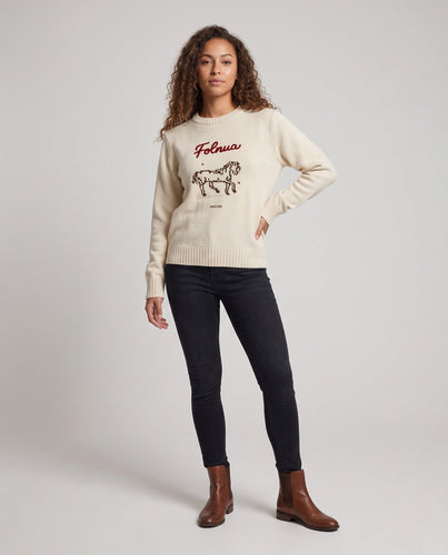 Damen Feinstrick‑Pullover mit Stickmotiv, geripptem Bund und kurzer Cropped‑Silhouette Drune