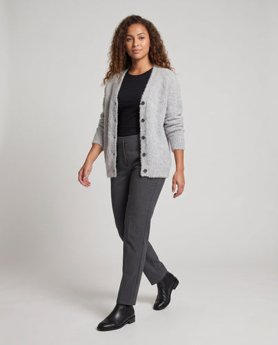 Damen Flauschiger Oversize-Cardigan mit V-Ausschnitt Drune