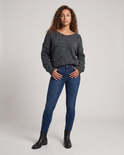 Damen Flauschiger Strickpullover mit weitem Carmen‑Ausschnitt und Oversize‑Silhouette Drune