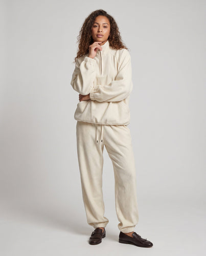 Damen Fleece-Loungewear-Set mit Halfzip, Kängurutasche und High-Waist-Jogger Drune