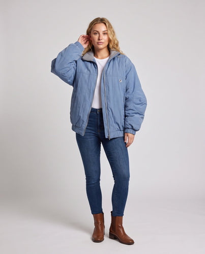 Damen Gepolsterte Oversize-Winterjacke mit Reißverschluss, hohem Stehkragen und elastischem Saum Drune