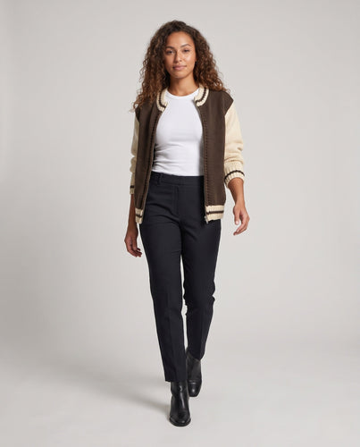 Damen Grobgestrickter Oversize-Cardigan mit Kontraststreifen und voluminösen Ärmeln Drune