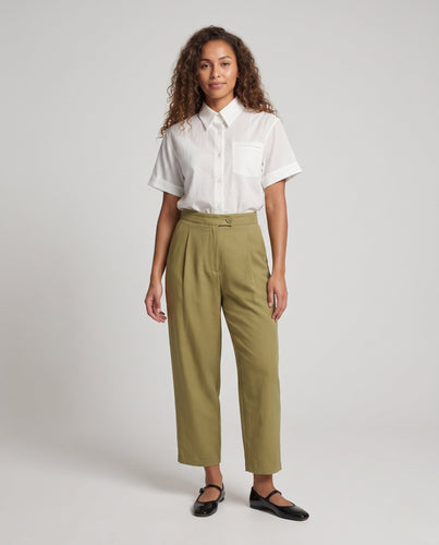 Damen High-Waist Culotte-Hose mit weitem Bein und Bügelfalte Drune