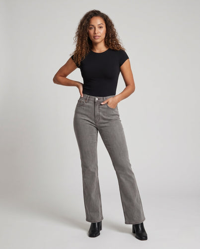 Damen Hochtaillierte gerade Jeanshose mit leichtem Bootcut Drune
