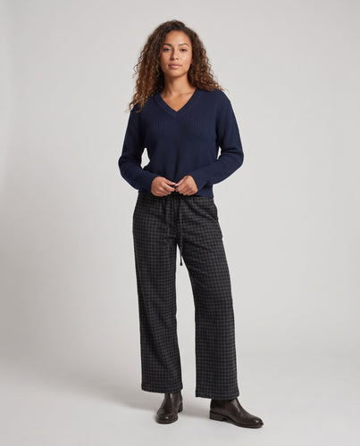Damen Hochtaillierte weite Karomuster-Hose mit Tunnelzug und relaxed‑Fit Drune