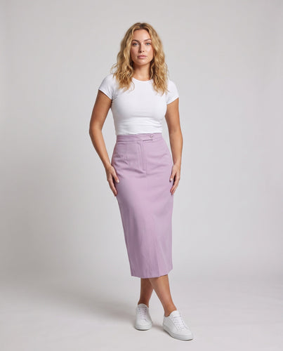 Damen Hochtaillierter Midirock mit vorderer Mittelnaht und schlanker Bleistiftform Drune