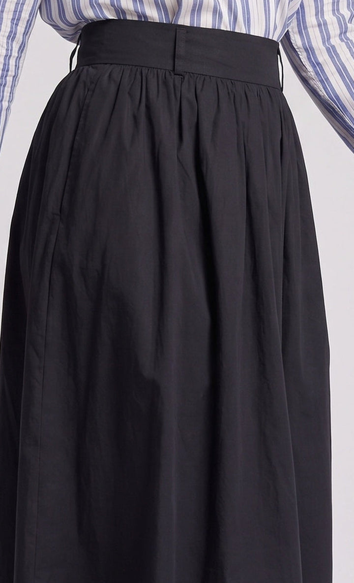 Damen Hochtaillierter Midirock mit weitem Teller und gerafftem Bund Drune