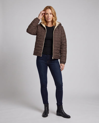 Damen Kapuzen‑Steppjacke mit leichter Wattierung, elastischen Bündchen und tonaler Stern‑Quiltung Drune