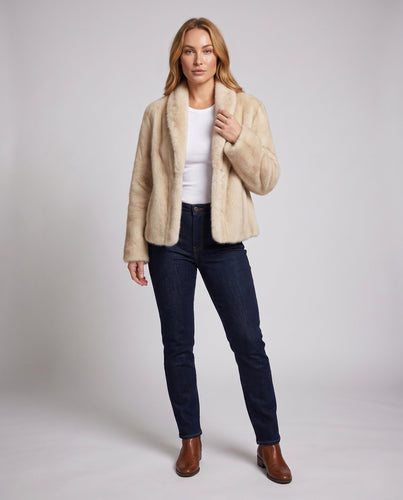 Damen kragenlose Kurzjacke in Teddy‑Optik mit Oversize‑Ärmeln Drune