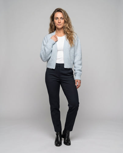 Damen Kurzer Kuscheliger Mohair‑Optik Cardigan mit V‑Ausschnitt und Rippenbündchen Drune