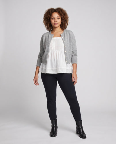 Damen Kurzgeschnittener flauschiger Wollmix-Cardigan mit tonaler Knopfleiste und Raglanärmeln Drune