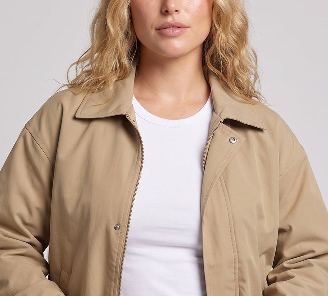 Damen Leichte Hemdjacke im Oversize‑Look mit Hemdkragen und verdeckter Druckknopfleiste Drune