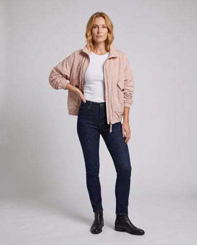 Damen Leichte Oversize-Utility-Jacke mit Stehkragen und Zwei-Wege-Reißverschluss Drune