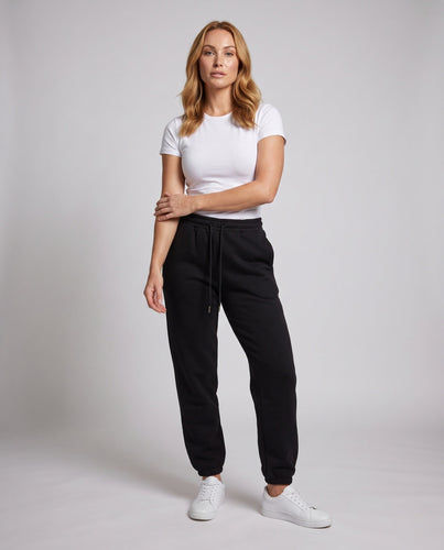 Damen Locker geschnittene Fleece-Jogginghose mit hohem Elastikbund und Kordelzug Drune