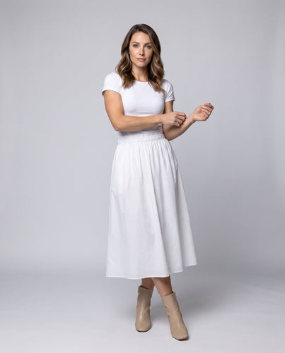 Damen Midirock mit elastischem Bund und leichter A-Linien-Silhouette Drune